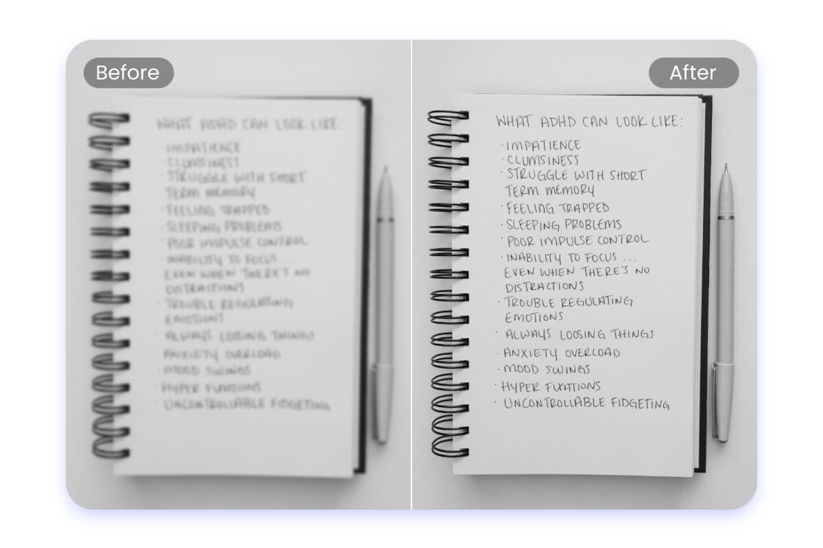 Enhance blurry text in images for better readability with Fotor AI image quality enhancer