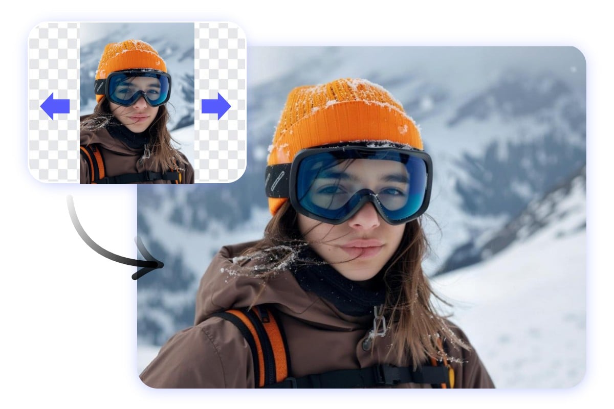 Enhance photography composition by converting a vertical selfie to a horizontal one