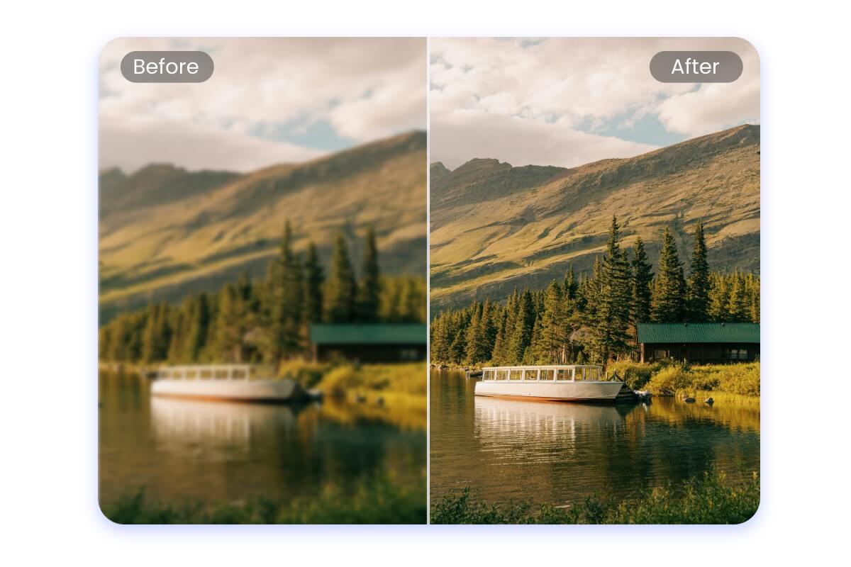 Enhance the clarity of a blurry landscape photo