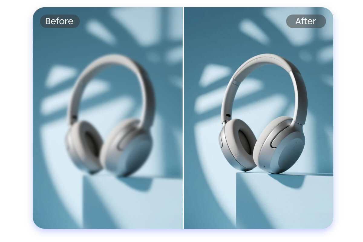 Enhance the image quality of a headphone product photo