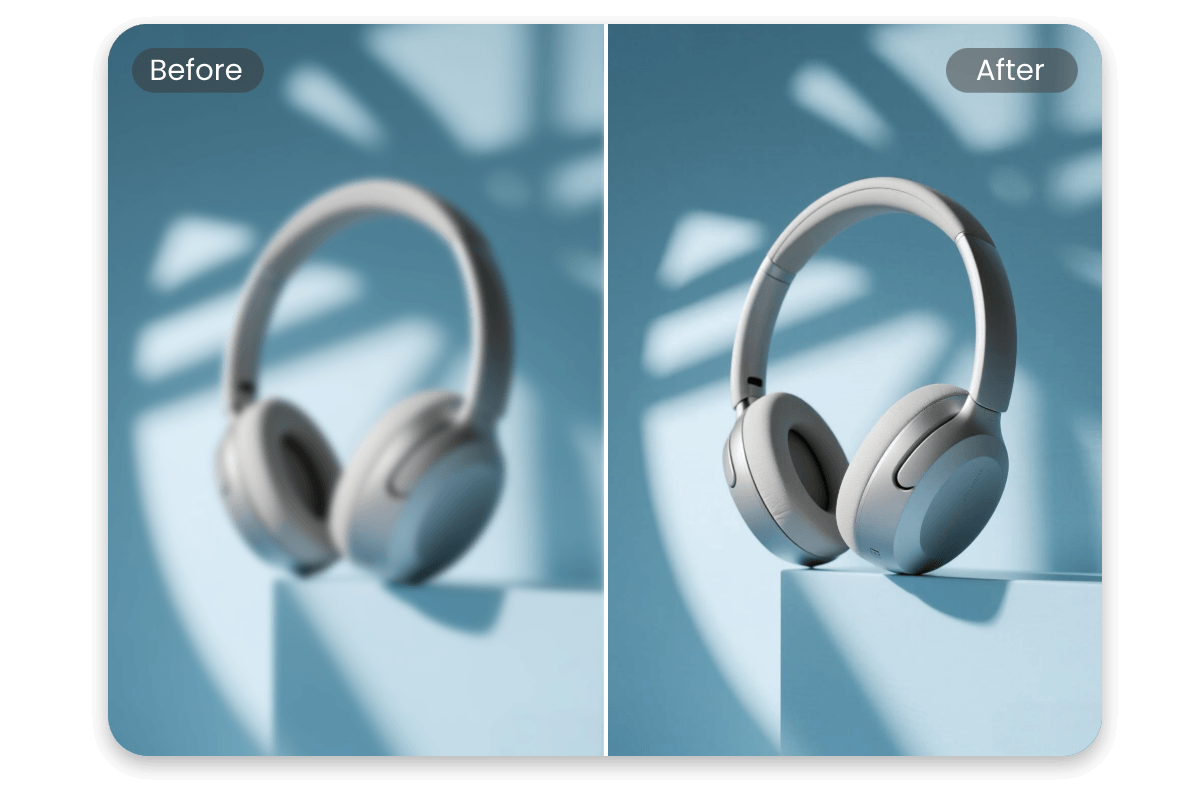 Enhance the image quality of a headphone product photo