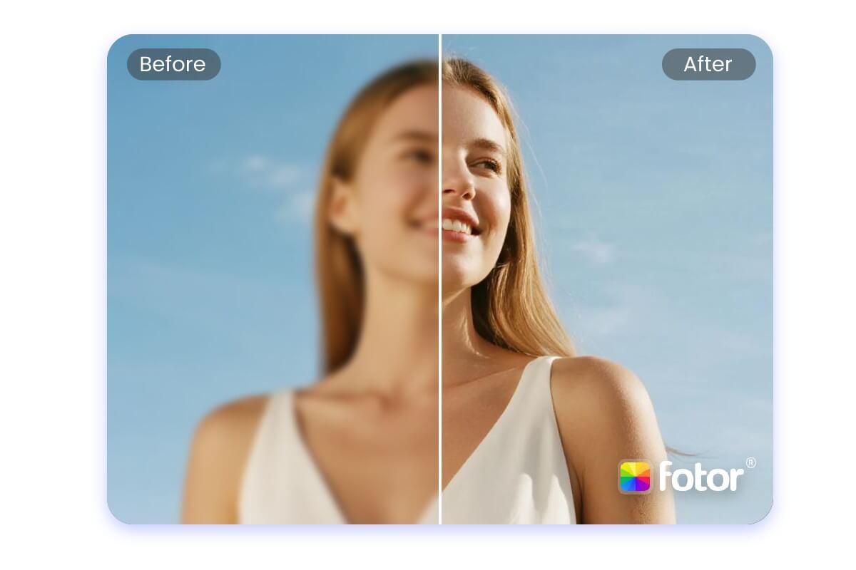 Enhance the quality of a womans photo with fotor ai image enhancer