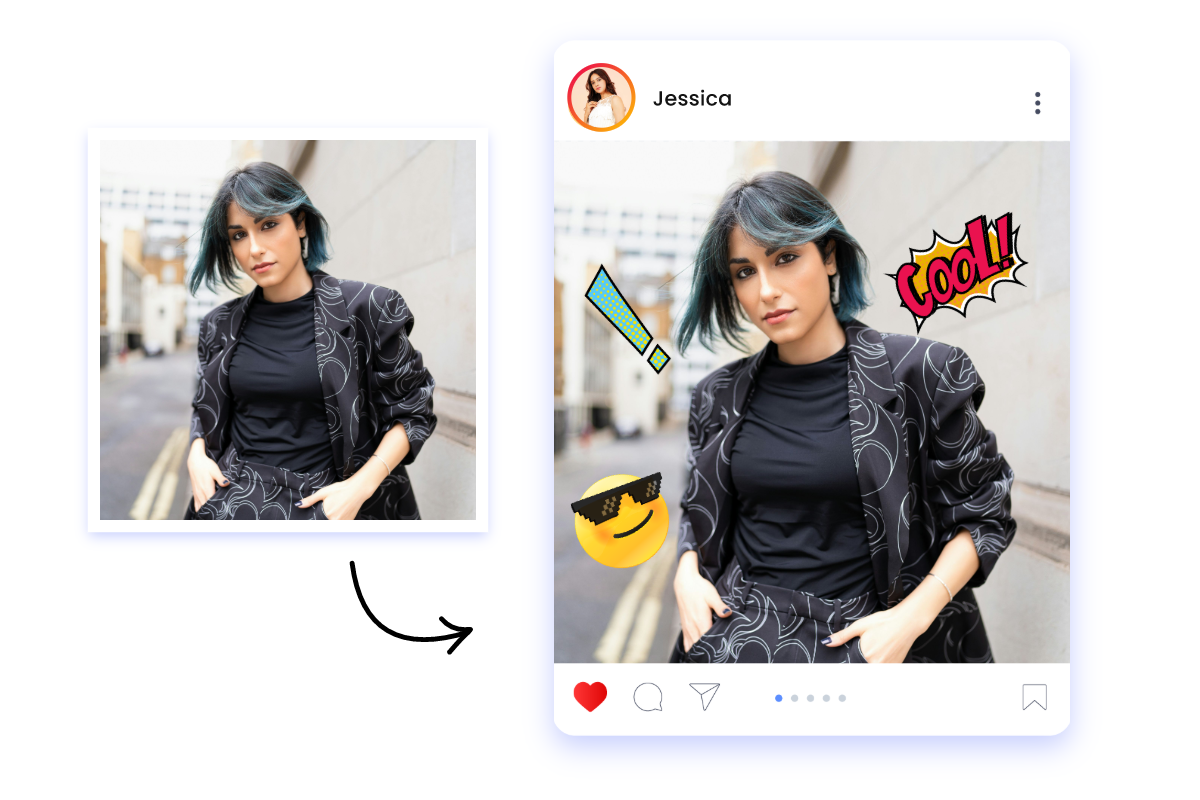 Enrich your image with sticker to post on social media