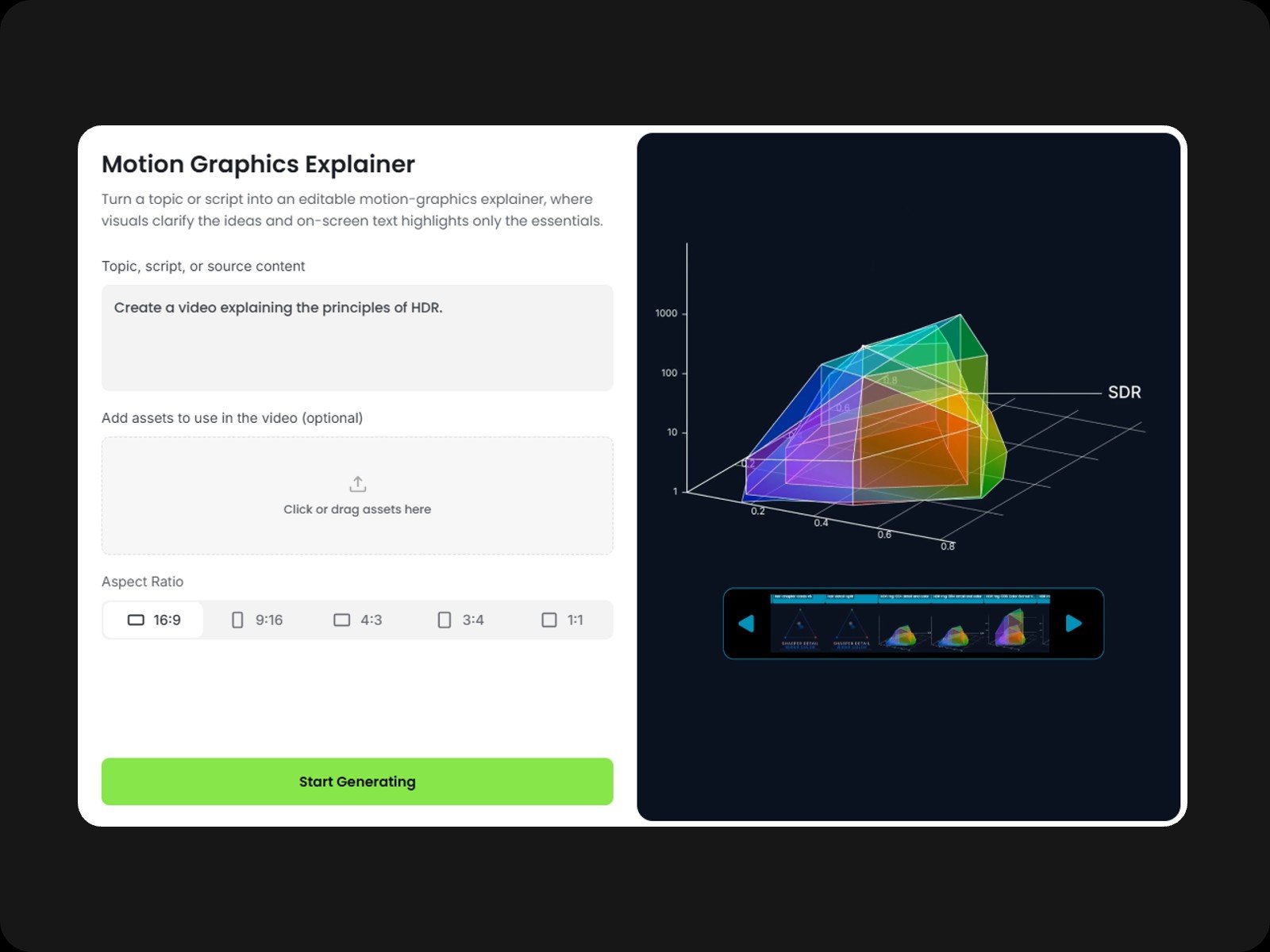 Enter Fotors preset motion graphics video template