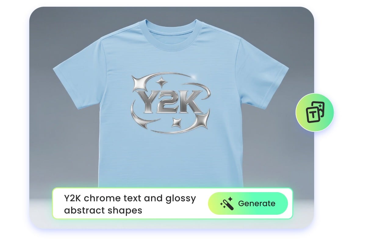 Enter a prompt to generate a blue y2k shirt design with ai