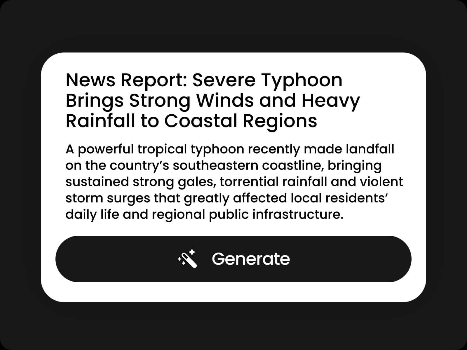 Enter an article about a typhoon into fotor's article to video creator