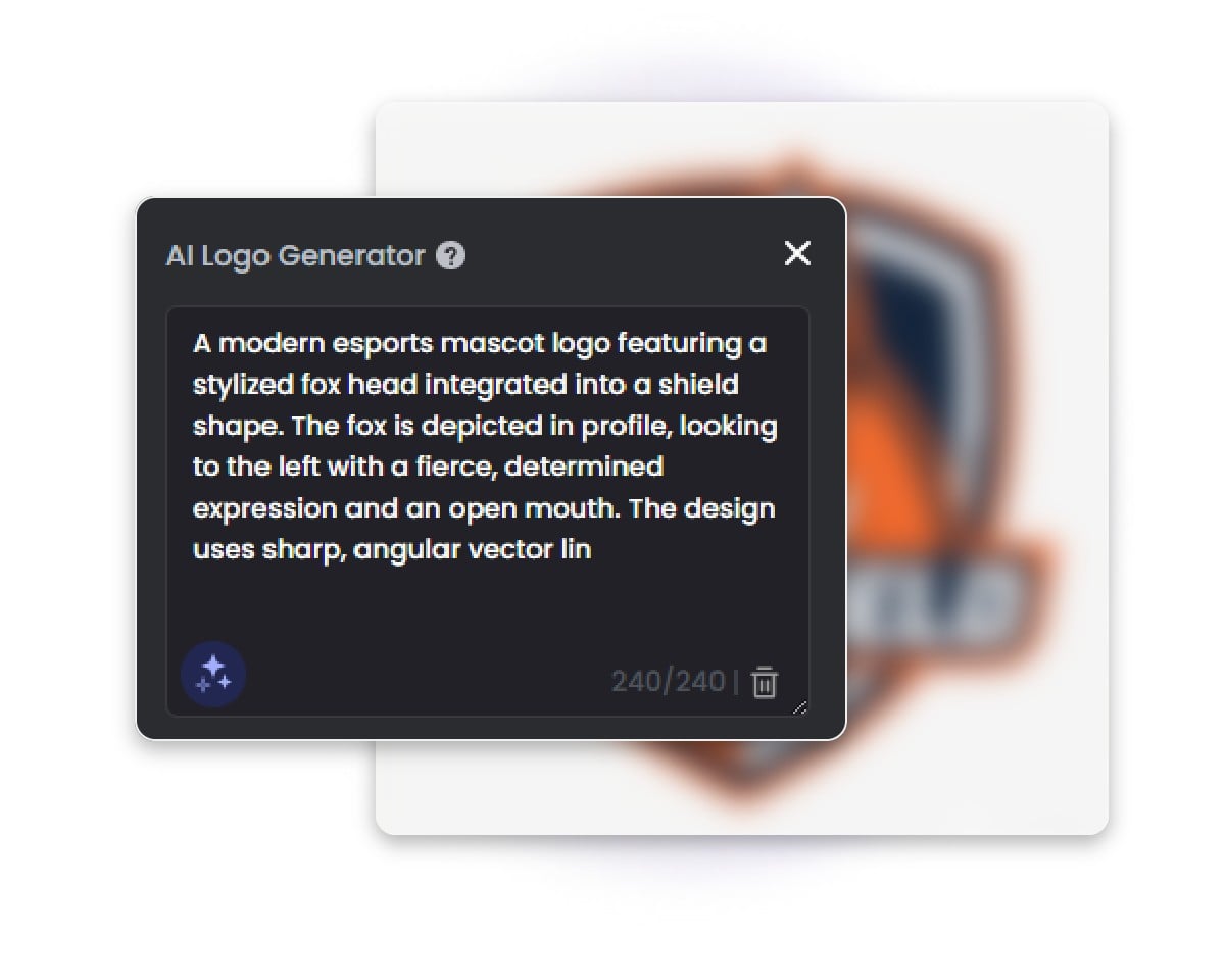 Enter logo related text descriptions into the ai logo generator text box in fotor