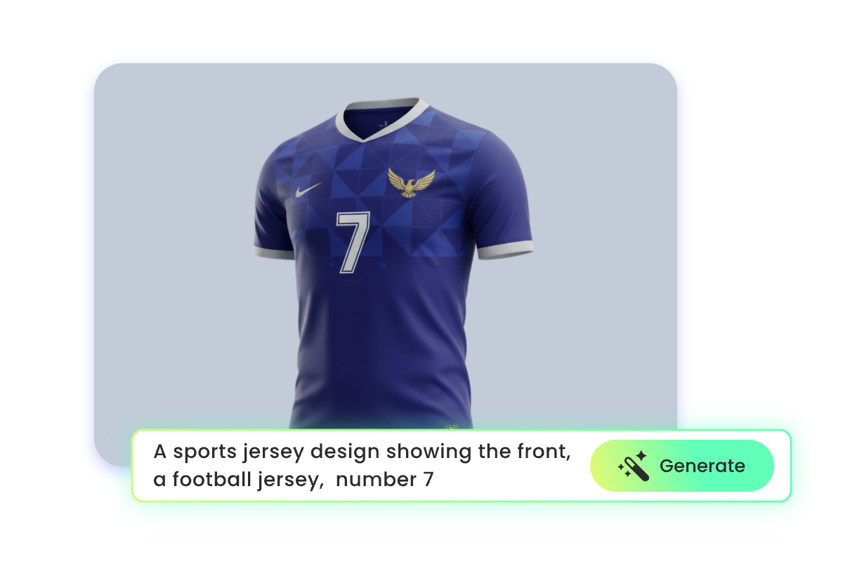 Enter text prompt to generate a fully customized football jersey