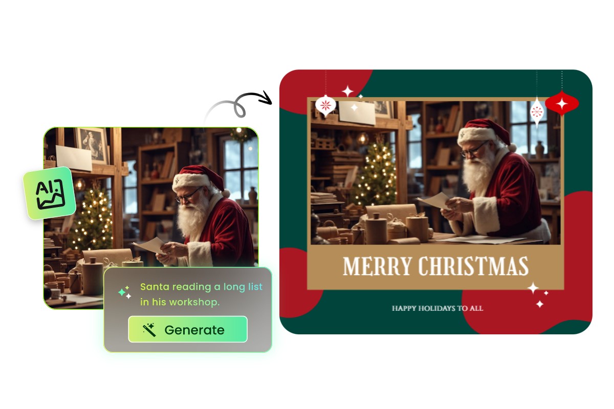 Enter text to create presonalized santa claus for your christmas card