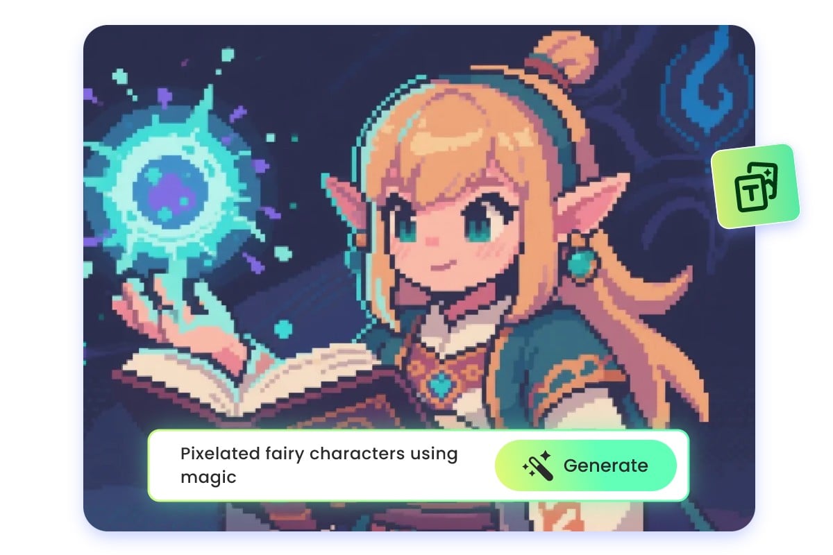 Enter text to generate a sprite image about a magic girl with ai
