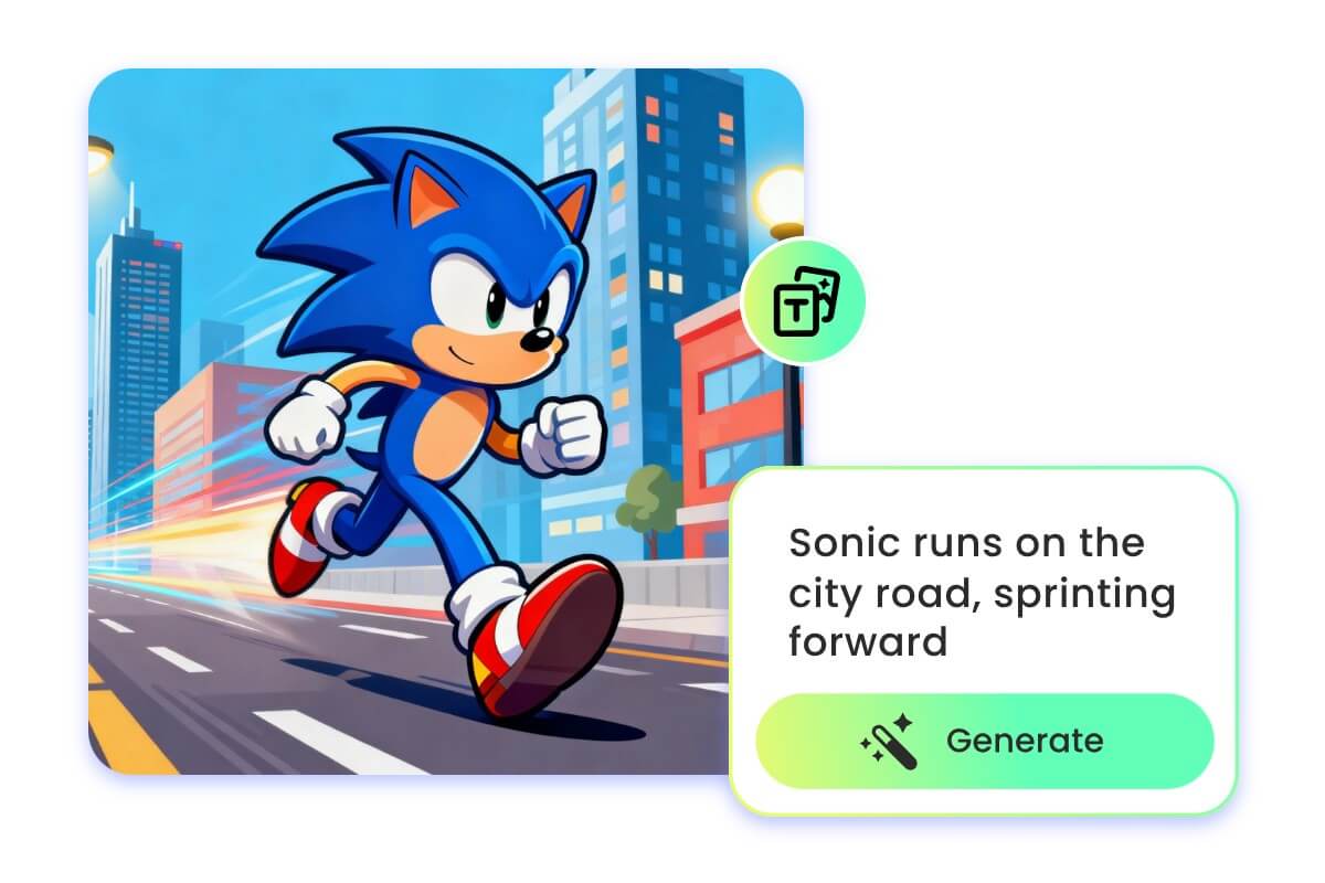 Enter text to generate an original sonic the hedgehog character with ai