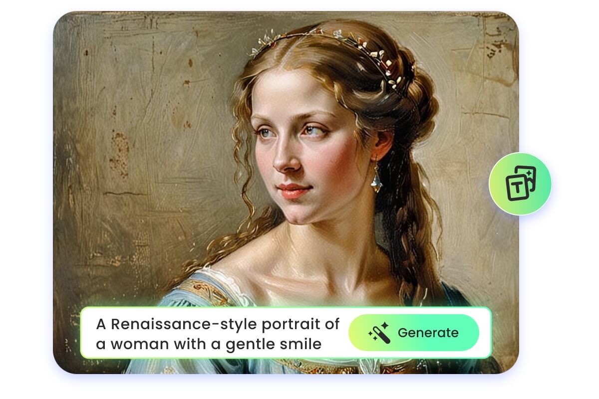 Enter text to use ai to generate a painting of a renaissance woman