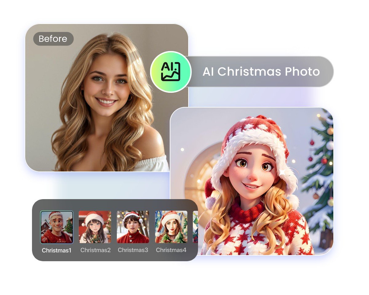 Enter your text prompt if needed and choose christmas style for your ai christmas photo