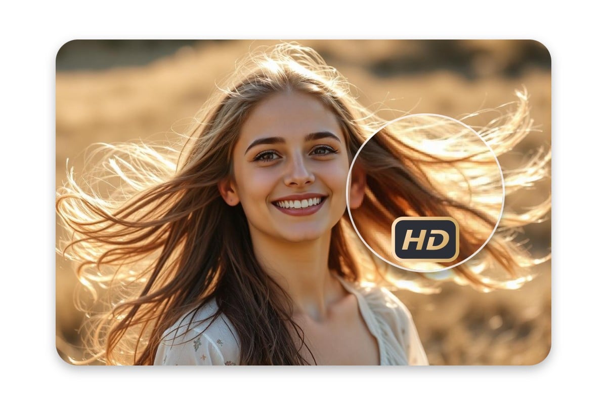 Expand a photo of a female with blonde hair to enhance image without losing quality