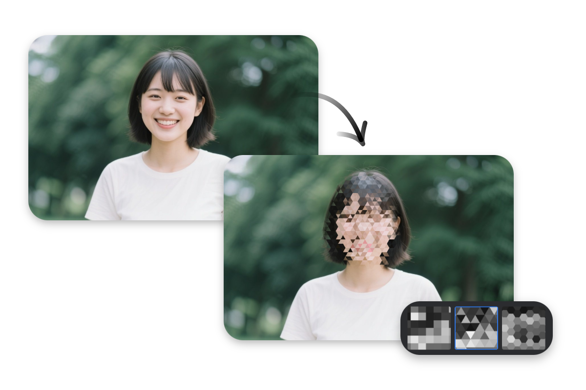 顔隠しモザイク素材で女性の顔隠しを実現する