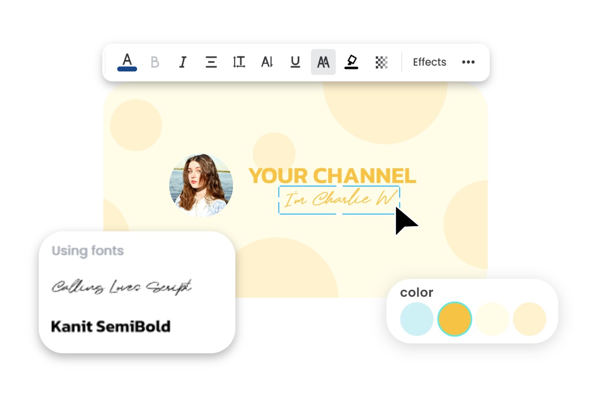 Flexible customization of fotor youtube banner template