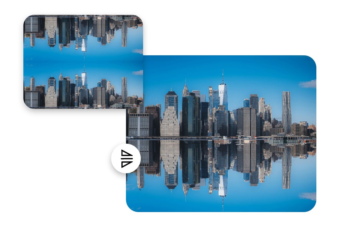 Flip a picture featuring cityscape horizontally