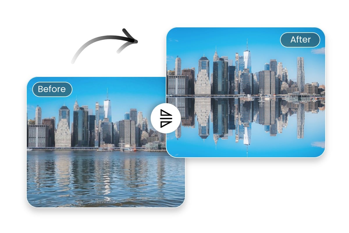 Flip an urban view photo vertically and make a symmetry art with it