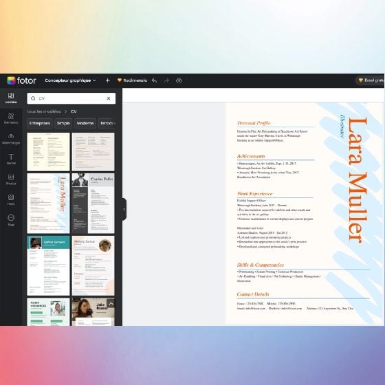 Format de lettre de motivation de Fotor