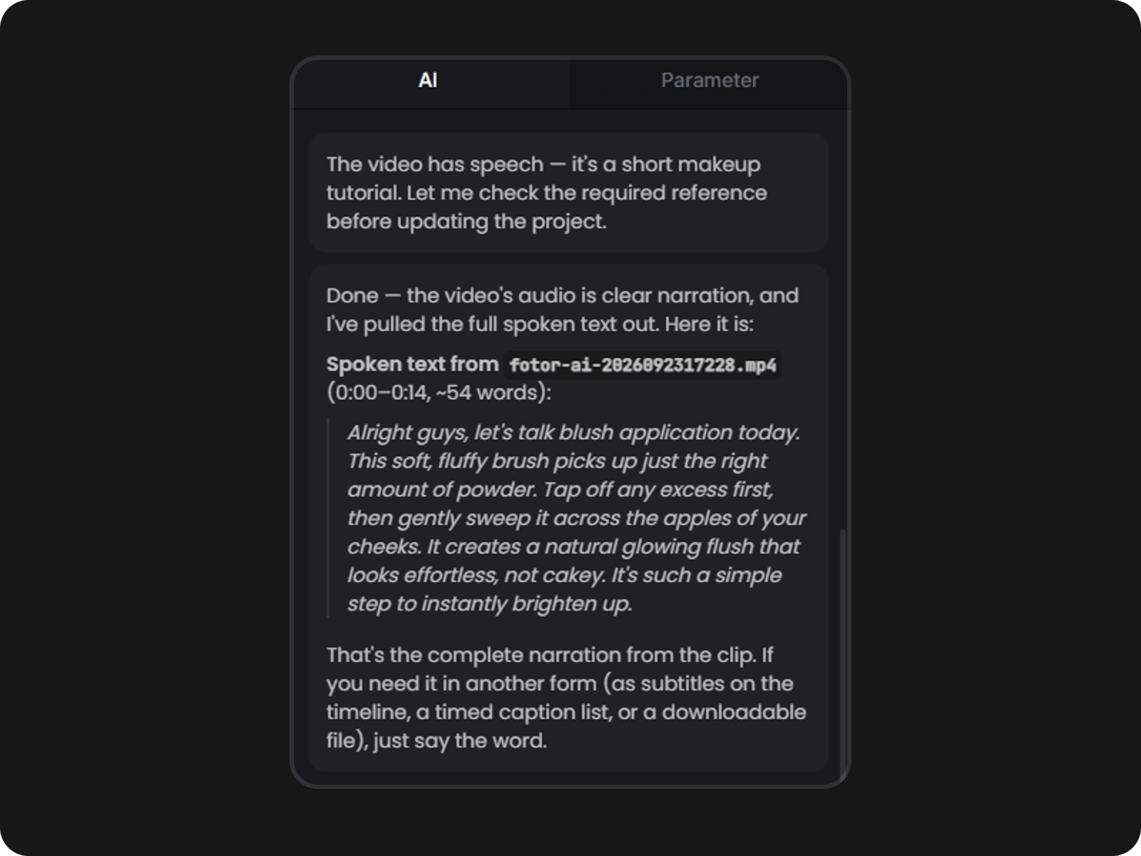 Fotor ai video agent automatically extract text from video