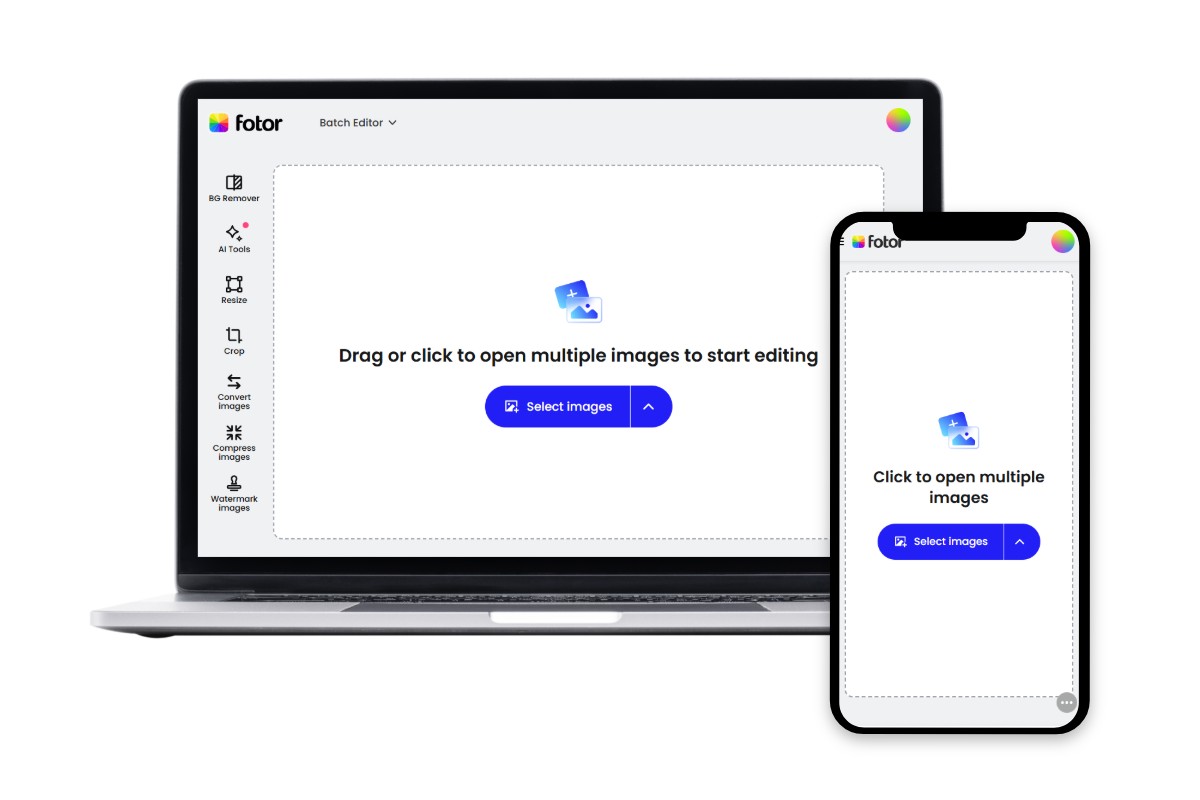 Fotor batch photo editor desktop and mobile apps