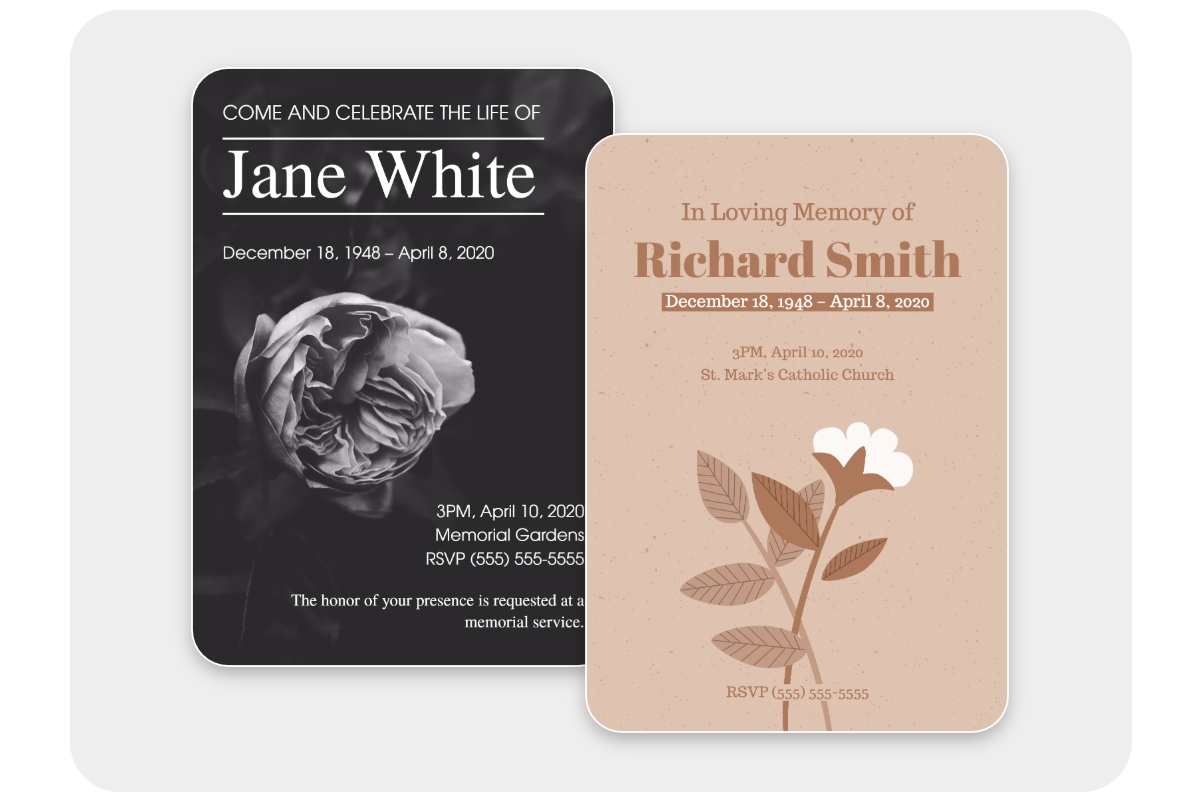 Fotor funeral Invitation templates