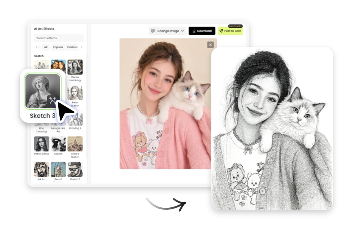 Fotor how to convert photo to sketch instruction picture