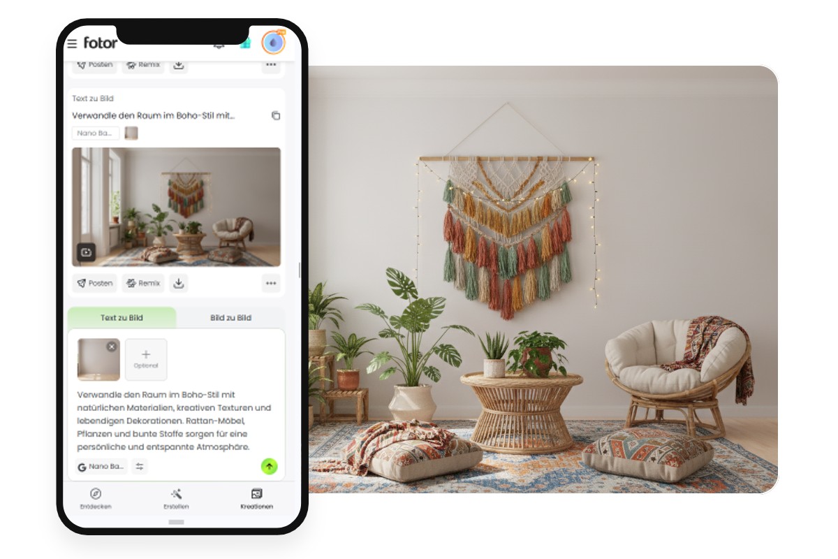 Fotor ki interior design app fuer flexible nutzung