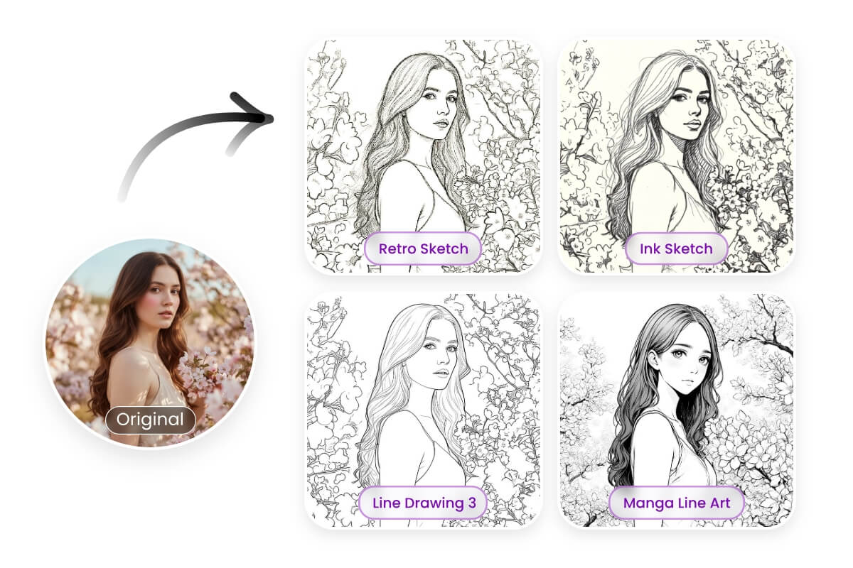 Fotor offers multiple line art styles