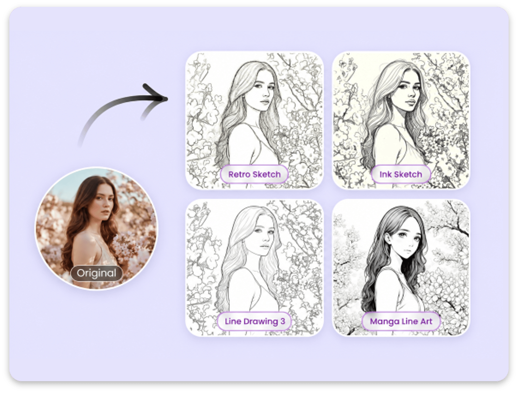 Fotor offers multiple line art styles