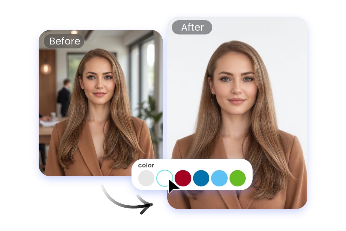 Fotor passport size photo maker can automatically crop the person out and put it on a white background