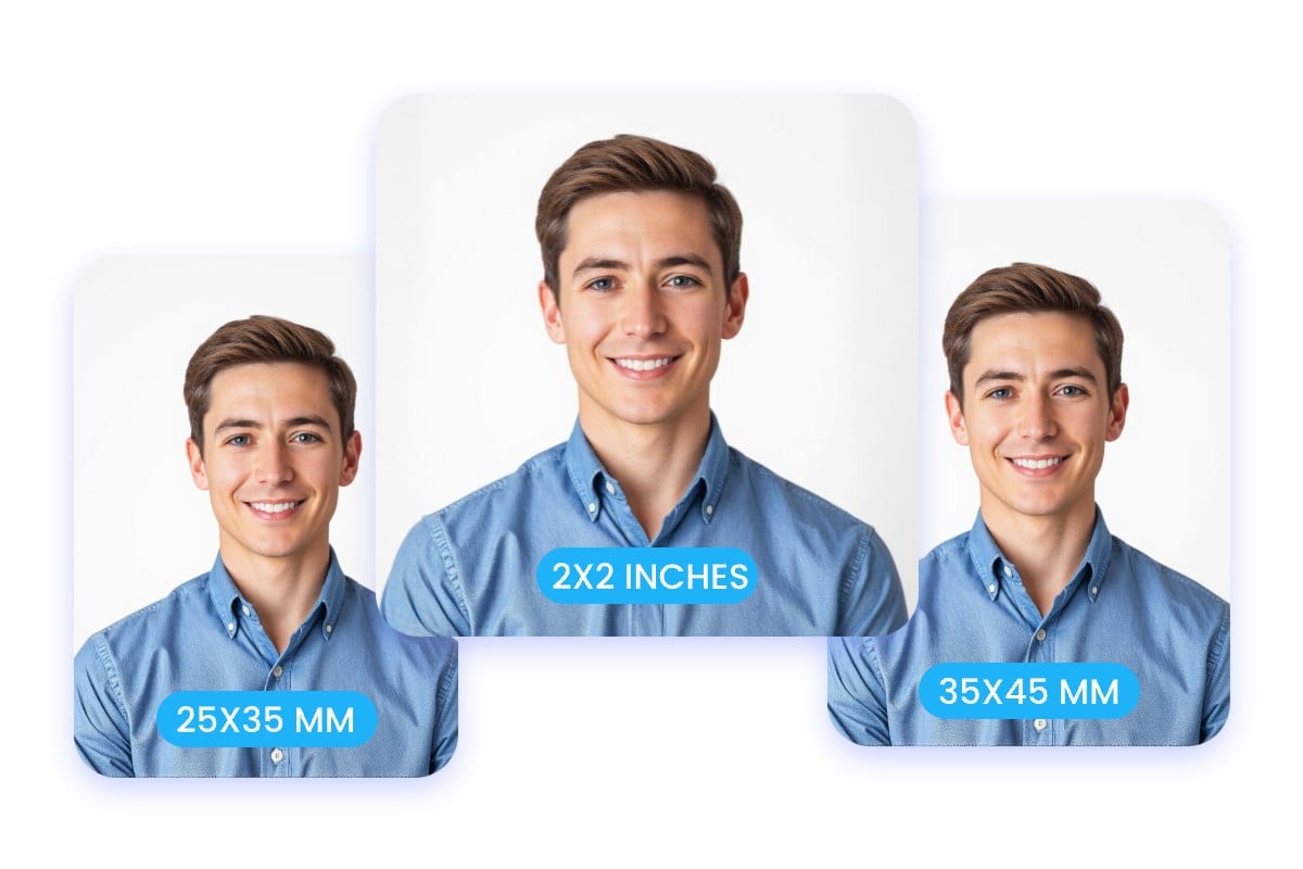 Fotor passport size photo maker with three preset sizes that fit any country requirement