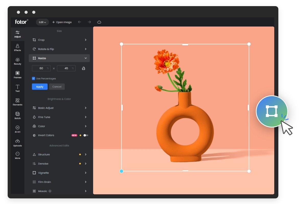 Fotor redimensionador de fotos