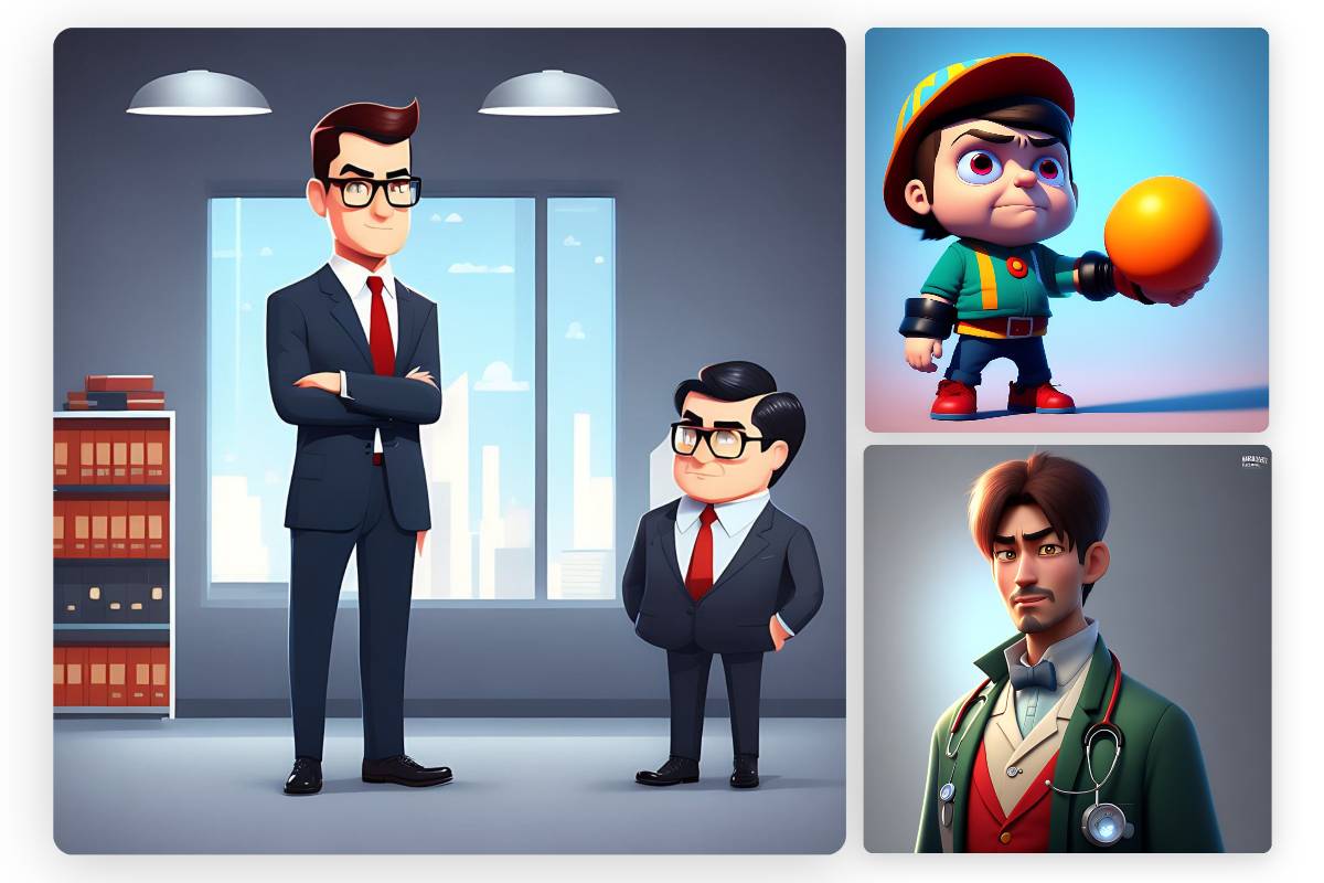 Four Cartoon Characters Generated By Cartoon Character Maker In Fotor 