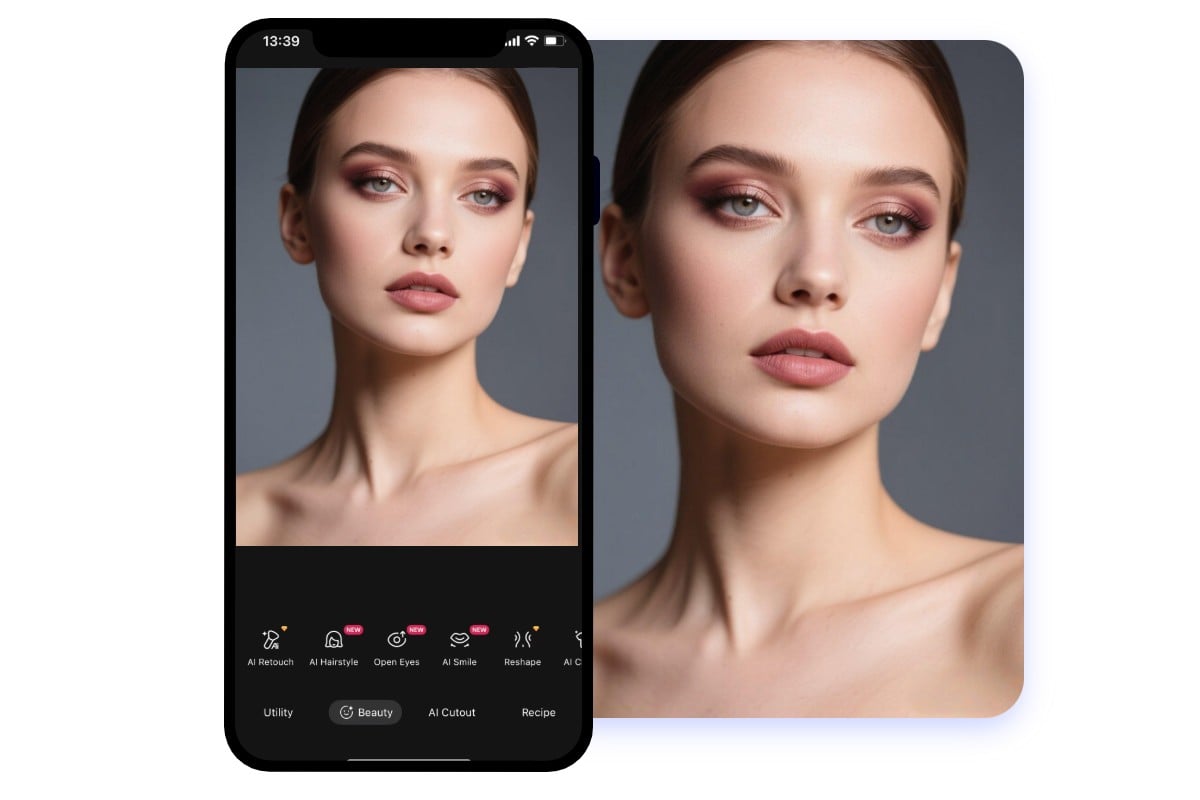 Free face editor app for quick realistic touch ups