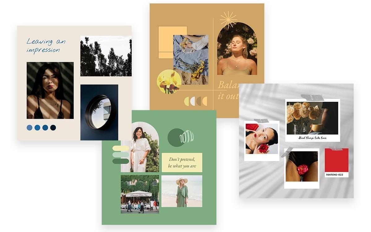 gabungkan 3 atau 4 Gambar cantik untuk membuat moodboard