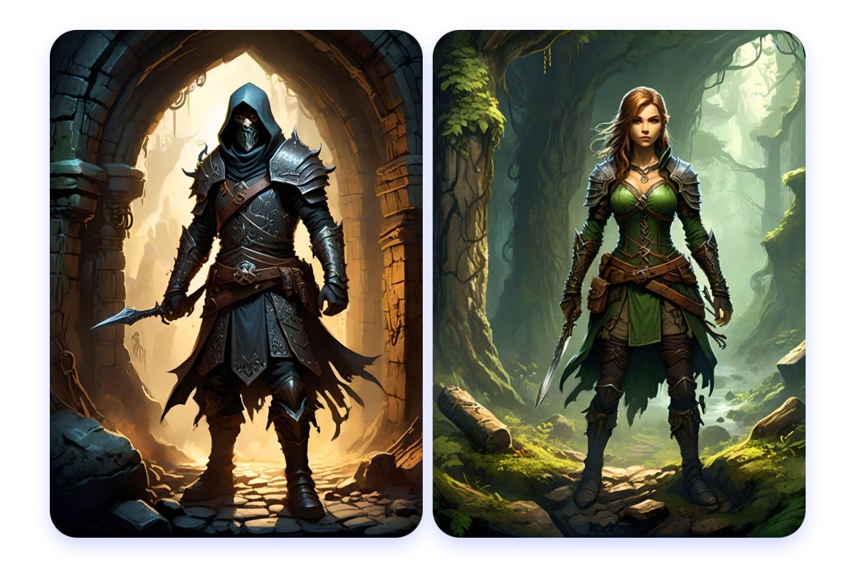 Ritter als Beispiele von KI-Charaktere für D&D- und Rollenspiele (RPGs) erstellen