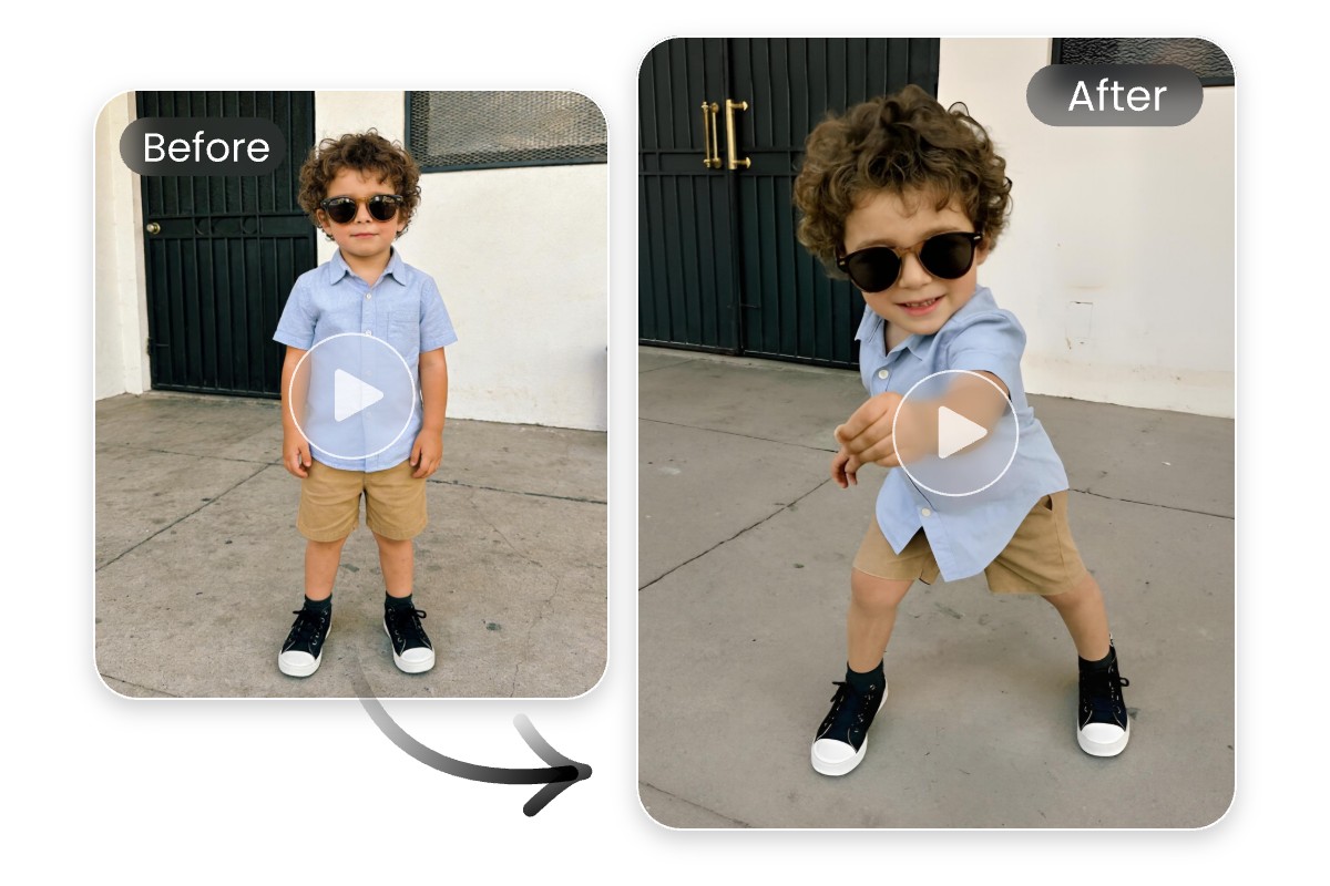 Generate a ai baby dance video from a photo of a baby with sunglasses