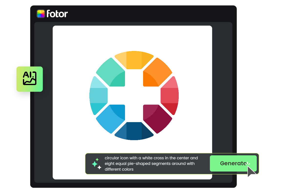 Generate a colorful circular icon from text by using fotors ai icon generator