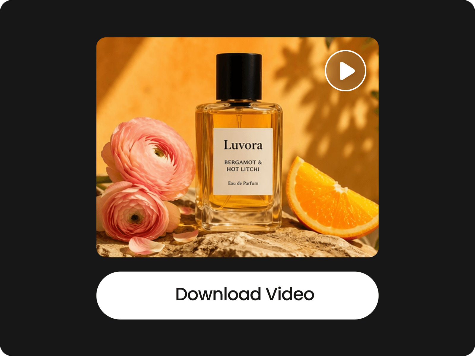 Generate a complete faceless perfume product video and download it from fotor