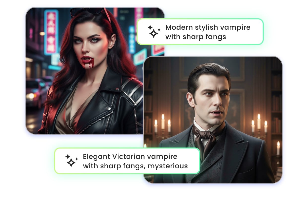 Imaginer tous les styles de vampire avec le générateur IA