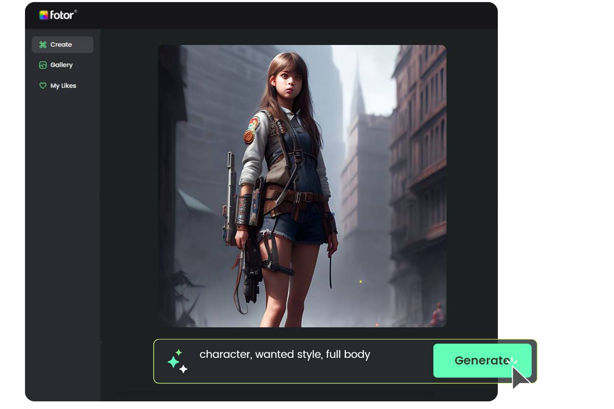 AI Character Generator Create A Character Online Free Fotor   Generate A Female Character In Fotor Ai Character Generator Online For Free 