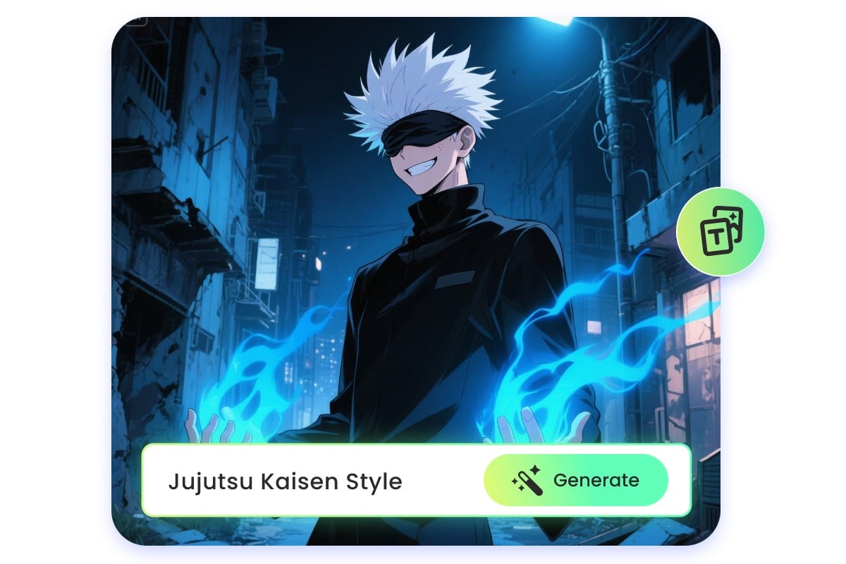 Generate a man in jjk character style in fotor