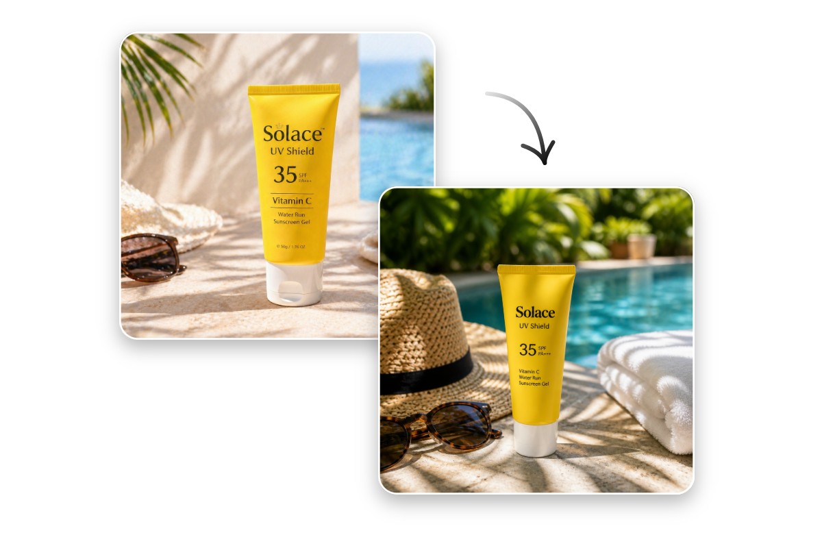 Generate a new sunscreen product image based on a sunscreen product reference image