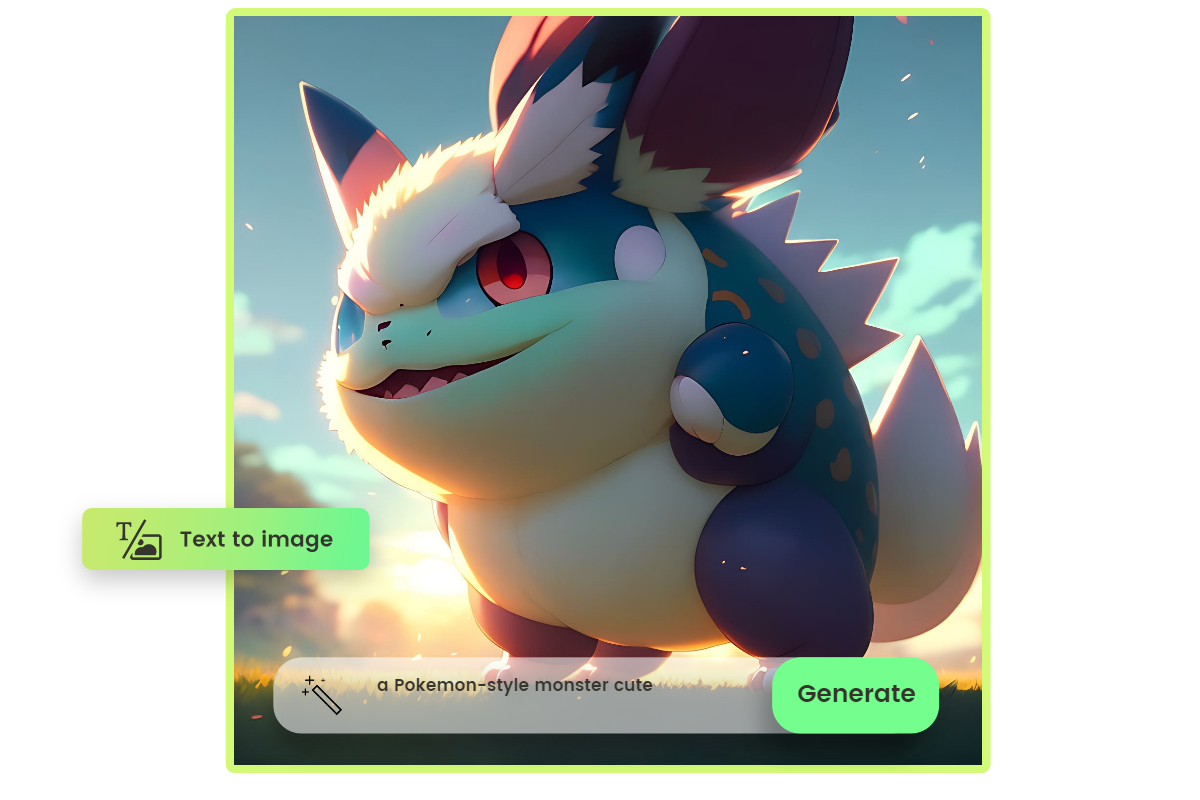 Генерирайте същество в стил Pokemon от текст с генератор на Fotor AI Pokemon