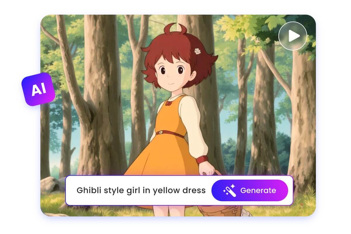 Generate a red head girl ghibli video from text