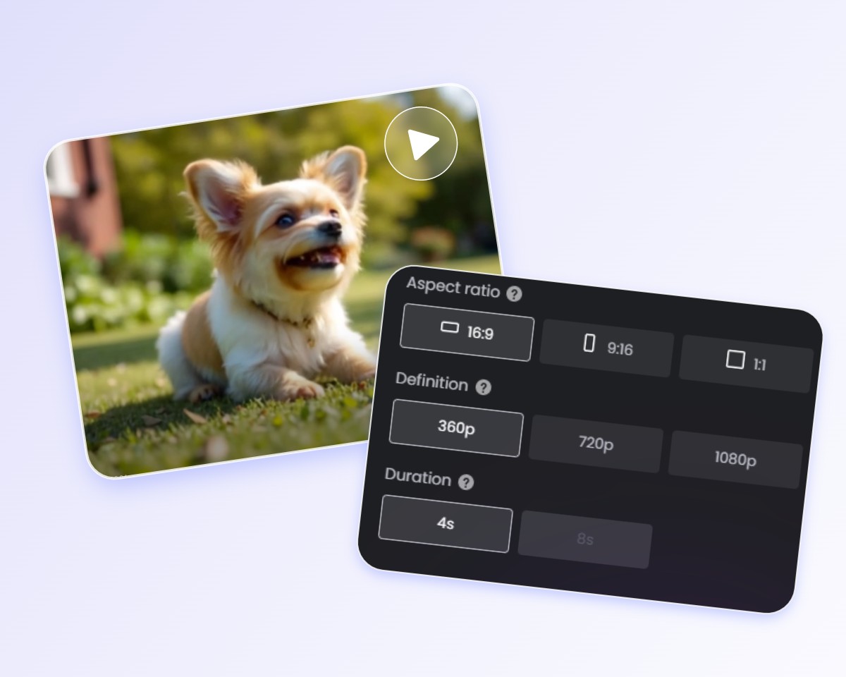 Generate a short video of a puppy and adjust video settings