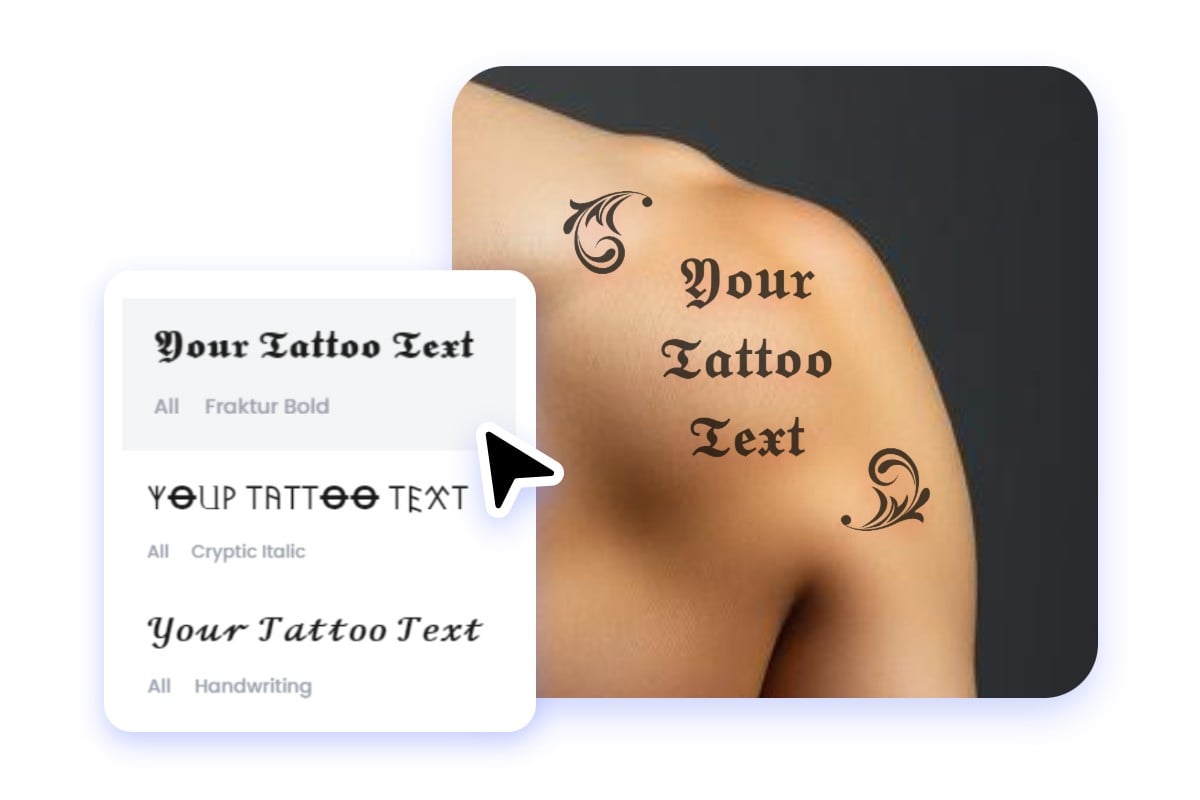 Generate a special text shoulder tattoo with our tattoo font generator