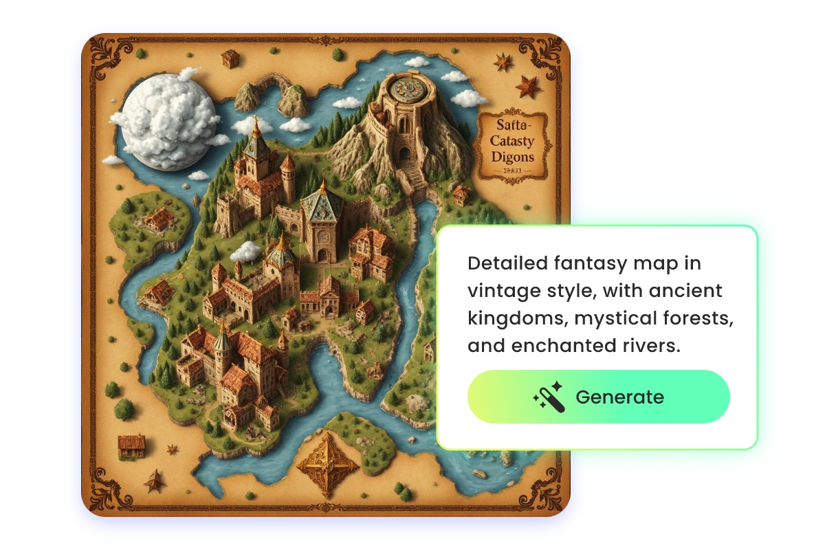 Generate a vintage fantasy map with fotor ai
