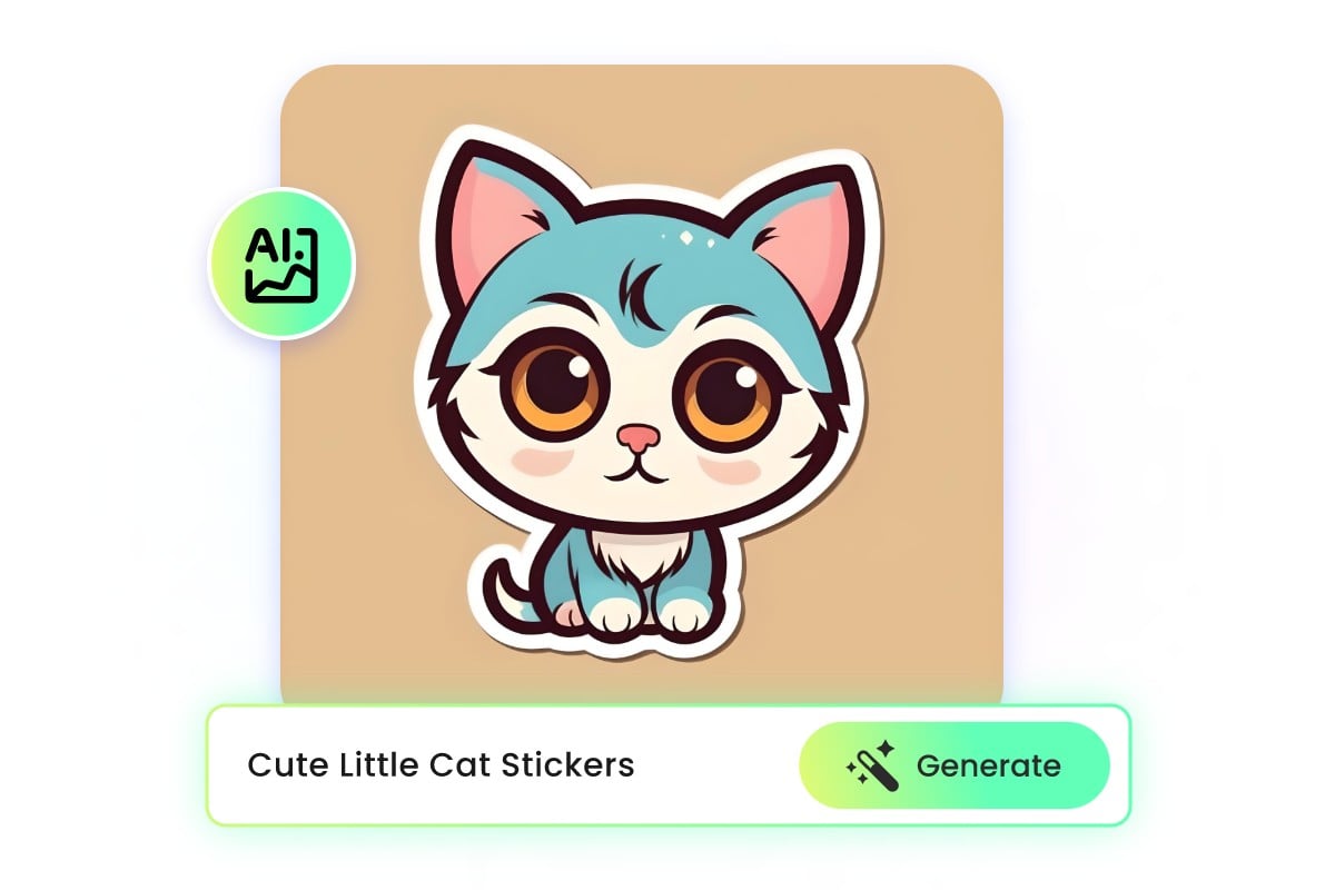 Generate a whatsapp sticker of a cute little cat using ai in fotor